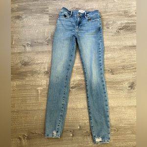Frame Le High Skinny Stretchy Blue Wash Distressed H Jeans Sz 26